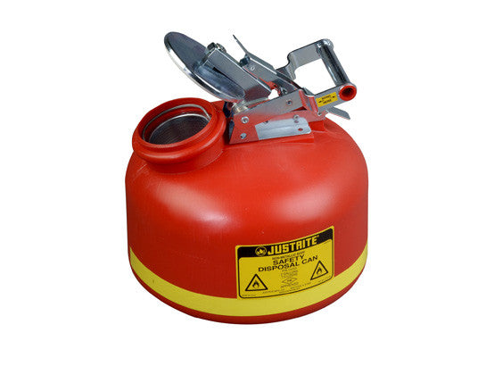 Safety Can for Liquid Disposal, S/S hardware, 2 gallon (7.5L), flame arrester, polyethylene - SolventWaste.com