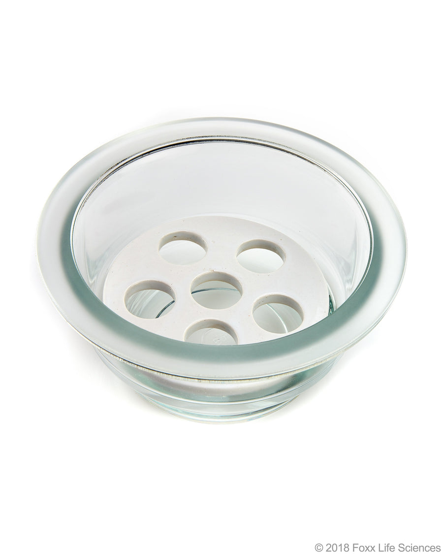 Borosil® Desiccator Vacuum - Stopcock with PTFE spindle and Porcelain plate - 150 mm - Borosilicate - SolventWaste.com