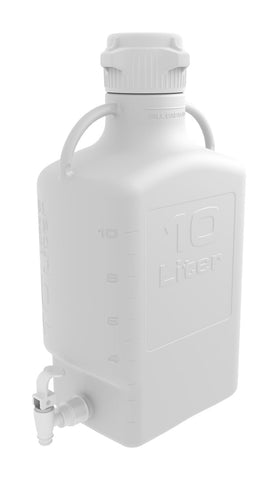 10L HDPE Carboy with 83mm Cap and Spigot - SolventWaste.com