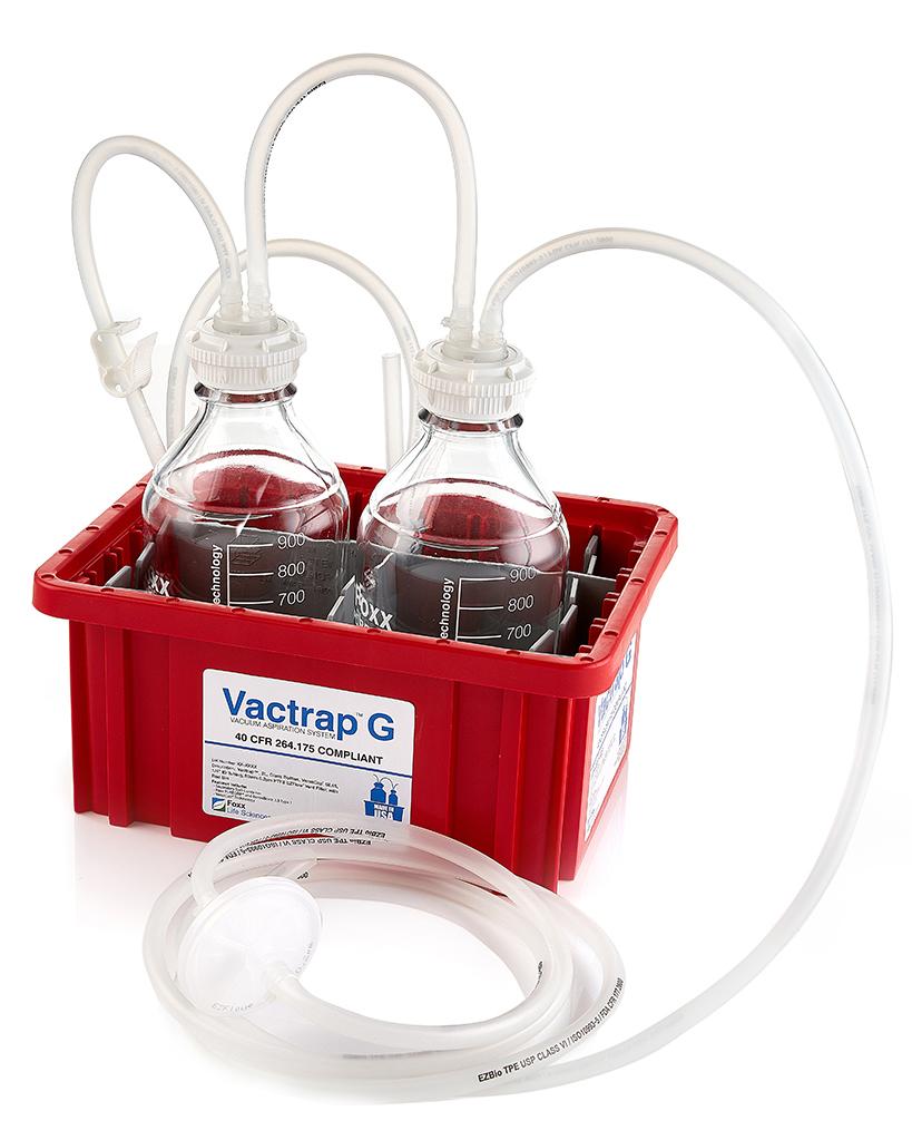 Vactrap‚™ G, 1L + 1L, Glass Bottles, Red Bin, GL45 Cap w/1/4" ID Tubing