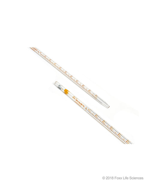 Borosil Graduated Mohr Pipette - 3.3 Borosilicate glass - Amber markings - CS/10 - 1mL - SolventWaste.com