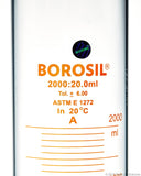 Graduated Measuring Cylinder Hexagonal Base - 2000 mL Borosilicate - CS/4 - SolventWaste.com