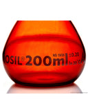 Amber Volumetric Flask, Wide Neck, With Glass I/C Stopper, Class A, Ind Cert 200 mL - SolventWaste.com