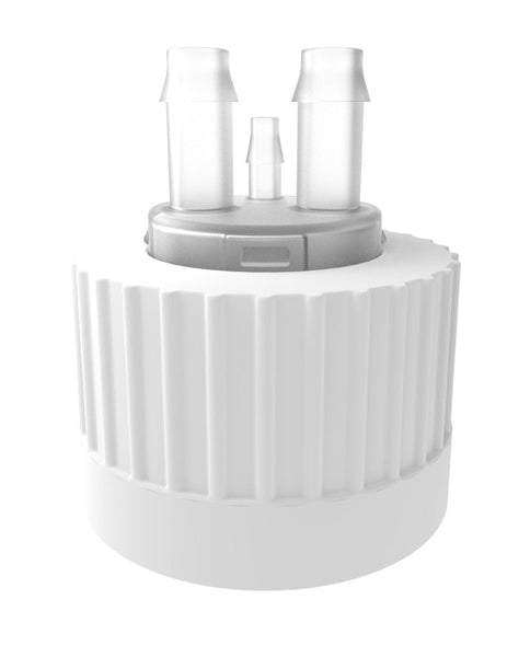 Open Top VersaCap® 38-430mm with 2x Molded 1/4" and 1x 1/8" HB Adapter, 4/case - SolventWaste.com