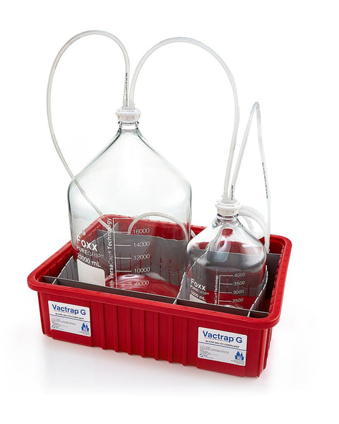 Vactrap‚™ G, 20L + 5L, Glass Carboys, Red Bin, GL45 Cap w/1/4" ID Tubing - LabSafetyShop.com