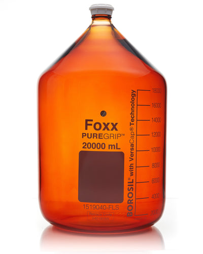 Flacons PUREGRIP® - Réactif - Ambre gradué avec bouchon à vis GL45 et anneau verseur - 20 000 ml - 1 unité