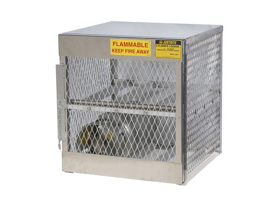 Cylinder locker for safe storage of 4 horizontal 20 or 33-lb. LPG cylinders. - SolventWaste.com