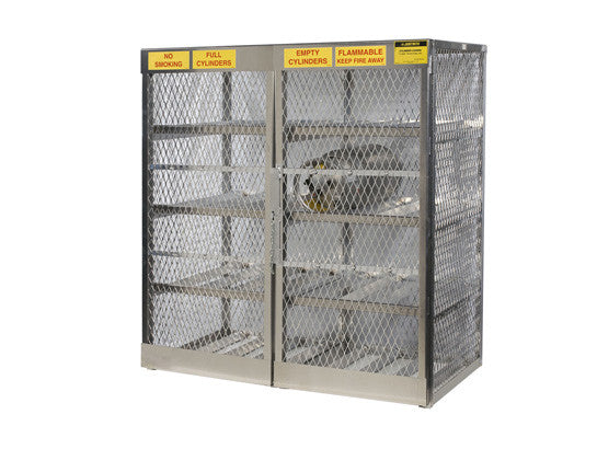 Cylinder locker for safe storage of 16 horizontal 20 or 33-lb. LPG cylinders - SolventWaste.com