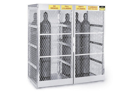 Cylinder locker for safe storage of up to 20 vertical Compressed Gas cylinders. - SolventWaste.com