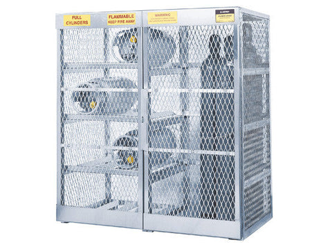 Cylinder locker combo for storage of 8 horizontal LPG and 10 vertical Compressed Gas cylinders - SolventWaste.com
