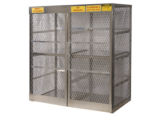 Cylinder locker for safe storage of 16 vertical 20 or 33-lb. LPG cylinders - SolventWaste.com