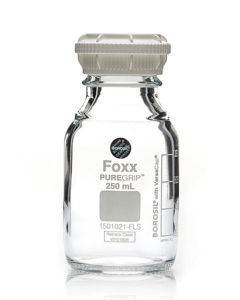 PUREGRIP® Bottles - Reagent - Graduated with GL45  Screw Cap and Pouring Ring - 250 mL - 10/case - SolventWaste.com
