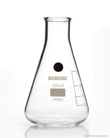 Borosil® Erlenmeyer Flasks Graduated Conical NM Borosilicate 3.3 ISO 1773 CS/40 250 mL - SolventWaste.com