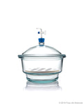 Borosil® Desiccator Vacuum - Stopcock with PTFE spindle and Porcelain plate - 250 mm - Borosilicate - SolventWaste.com