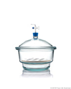Borosil® Desiccator Vacuum - Stopcock with PTFE spindle and Porcelain plate - 250 mm - Borosilicate - SolventWaste.com