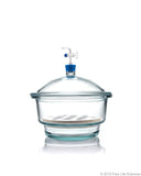 Borosil® Desiccator Vacuum - Stopcock with PTFE spindle and Porcelain plate - 250 mm - Borosilicate - SolventWaste.com