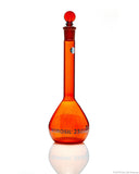 Amber Volumetric Flask - Wide Neck - With Glass I/C Stopper - Class A with Batch certificate - 250mL - SolventWaste.com