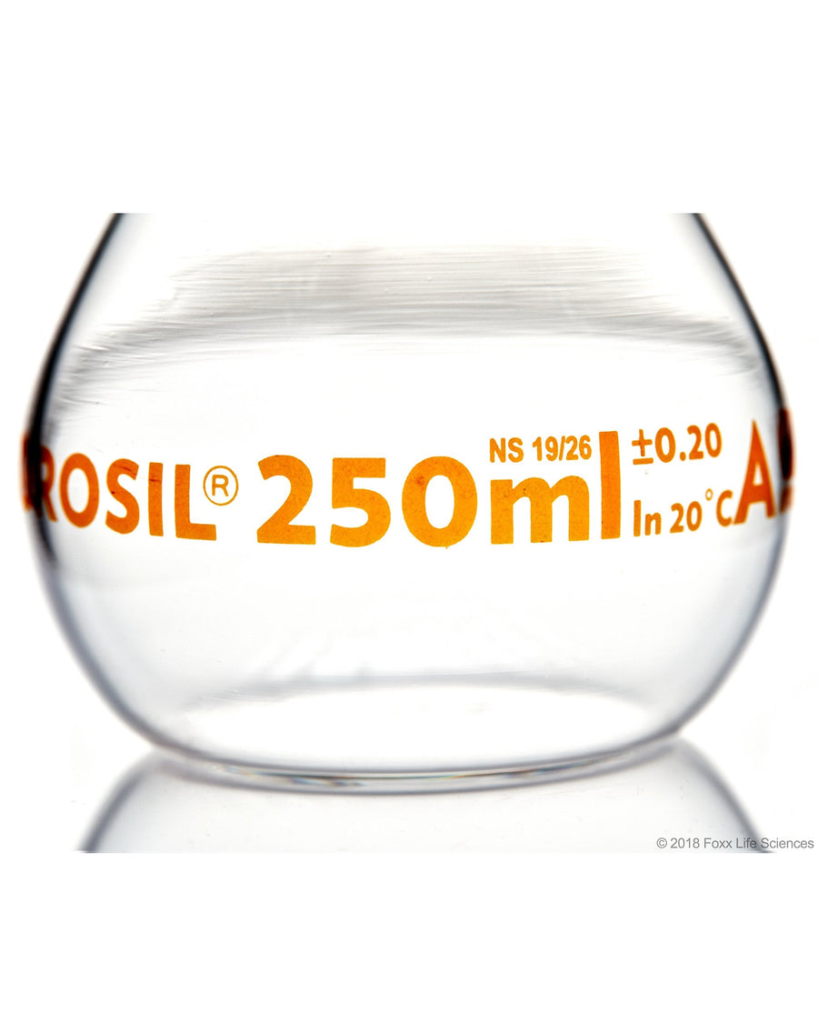 Volumetric Flask - Wide Neck - With Glass I/C Stopper - Class A with Batch certificate - 250mL - SolventWaste.com
