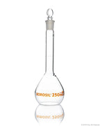 Volumetric Flask - Wide Neck - With Glass I/C Stopper - Class A with Batch certificate - 250mL - SolventWaste.com