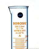 Graduated Measuring Cylinder Hexagonal Base - 250 mL Borosilicate - CS/5 - SolventWaste.com