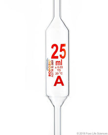 Borosil Volumetric Pipette Bulb Class A ASTM 969 USP Type I Ind Cert 25mL - SolventWaste.com