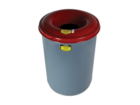 Heavy Duty Cease-Fire® Waste Receptacle, Safety Drum Can with Red Steel Head, 30 gallon (110L) - SolventWaste.com