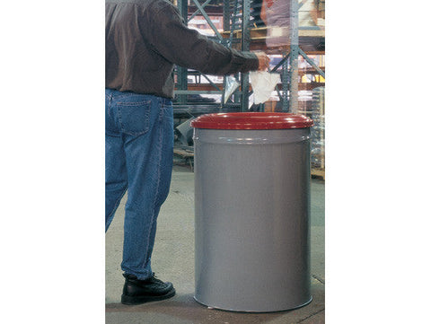 Heavy Duty Cease-Fire® Waste Receptacle, Safety Drum Can with Red Steel Head, 15 gallon (57L) - SolventWaste.com