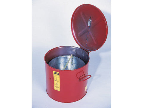 Wash Tank with Basket for small parts cleaning, 6 gal, self-close cover w/fusible link, Steel - SolventWaste.com