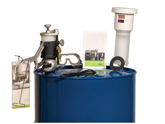 Aerosolv® Super System for recycling aerosol cans, puncturing unit, filter, wire, counter, and goggles - SolventWaste.com
