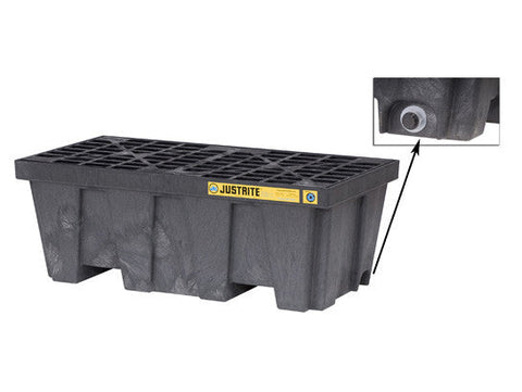 EcoPolyBlend™ Spill Control Pallet with drain, 2 drum, recycled polyethylene - SolventWaste.com