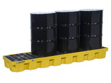EcoPolyBlend™ Spill Control Pallet with drain, 4 drum in-line, recycled polyethylene - SolventWaste.com