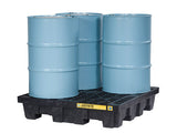 EcoPolyBlend™ Spill Control Pallet, 4 drum square, with drain, recycled polyethylene - SolventWaste.com