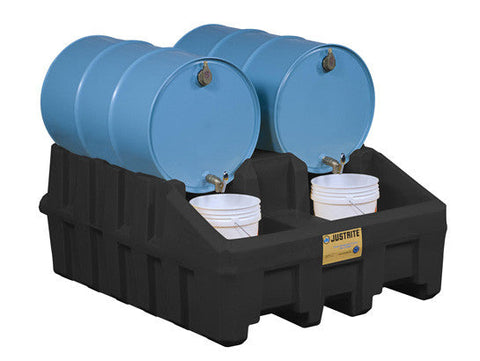 EcoPolyBlend™ Drum Management Base Module, dispensing well, forklift channels, recycled poly, Black - SolventWaste.com