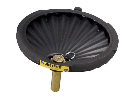 EcoPolyBlend™ Funnel for flammables with drum fill vent and flame arrester, recycled content, Black - SolventWaste.com