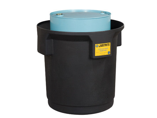EcoPolyBlend™ Single Drum Collection Center for 55-gal. drum, optional dolly, recycled content, Black - SolventWaste.com