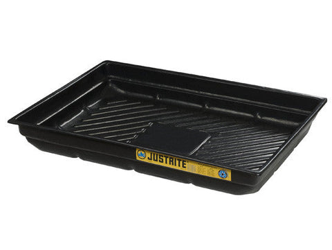 EcoPolyBlend™ Spill Tray, Dims 47-1/2"W x 23"D x 5-1/2"H, indoor or outdoor use, rigid poly, Black - SolventWaste.com