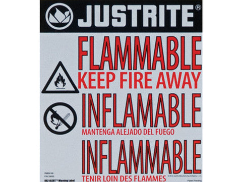 Haz-Alert™ Flammable large warning label for safety cabinet - SolventWaste.com