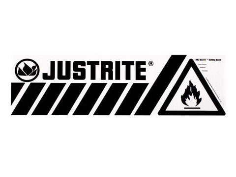 Haz-Alert™ Flammable large safety band label for bottom of safety cabinet - SolventWaste.com