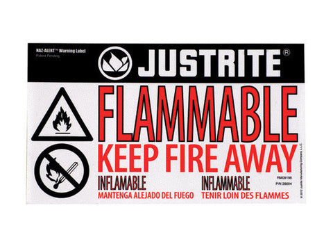 Haz-Alert™ Flammable small warning label for safety cabinet - SolventWaste.com