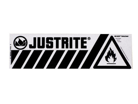 Haz-Alert™ Flammable small safety band label for bottom of safety cabinet - SolventWaste.com