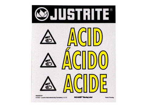 Haz-Alert™ Acid large warning label for safety cabinet - SolventWaste.com