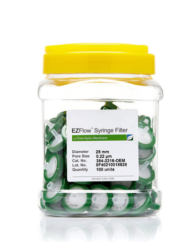 EZFlow® 25mm Syringe Filter, .2µm Nylon, 100/pack - SolventWaste.com