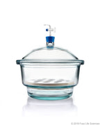 Borosil® Desiccator Vacuum - Stopcock with PTFE spindle and Porcelain plate - 300 mm - Borosilicate - SolventWaste.com