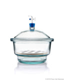Borosil® Desiccator Vacuum - Stopcock with PTFE spindle and Porcelain plate - 300 mm - Borosilicate - SolventWaste.com