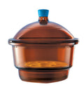 Borosil® Light Blocking Amber Glass Desiccator with Porcelain Plate and Borosilicate Lid with Plastic Knob - Medium (M) - 250 mm Diameter - 1/EA - SolventWaste.com