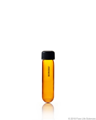 Borosil® Amber Culture Tubes Media Flat Bottom PP cap with Liner 30 mL Borosilicate CS/100 - SolventWaste.com