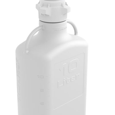 EZwaste® HD Safety Vent Carboy 10L HDPE with VersaCap® 83mm, 4 ports for 1/8" OD Tubing, 4 ports for 1/4" OD Tubing