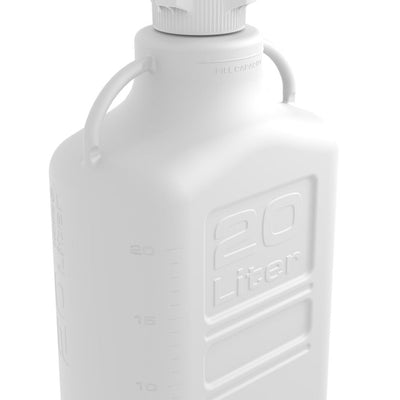 EZwaste® HD Safety Vent Bottle 20L HDPE with VersaCap® 83mm, 6 Ports for 1/8'' OD Tubing and a Chemical Exhaust Filter