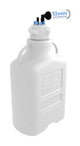 EZwaste® HD Safety Vent Carboy 20L HDPE with VersaCap® 83mm, 6 ports for 1/8" OD Tubing, 1 port for 1/4" HB or 3/8"HB