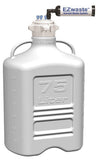 EZwaste® XL Safety Vent Carboy 75L HDPE with VersaCap® 120mm, 6 Ports for 1/8'' OD Tubing and a Chemical Exhaust Filter - SolventWaste.com